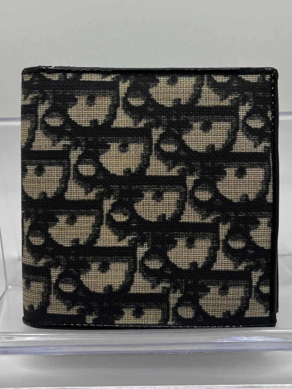 Christian Dior Black & Tan Oblique Jacquard Bifold Wallet